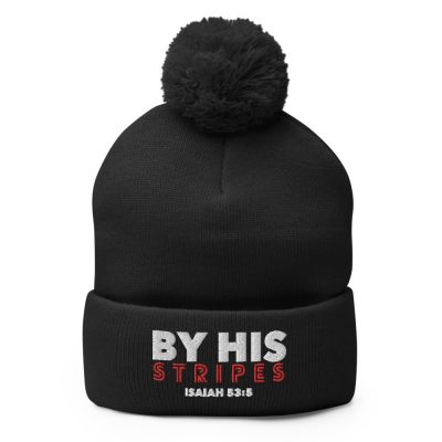 By His Stripes Pom-Pom Beanie